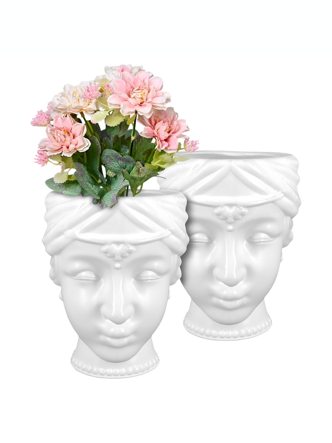 GARDEN'S NEED 2-Pcs White Textured Eco-Friendly Planters