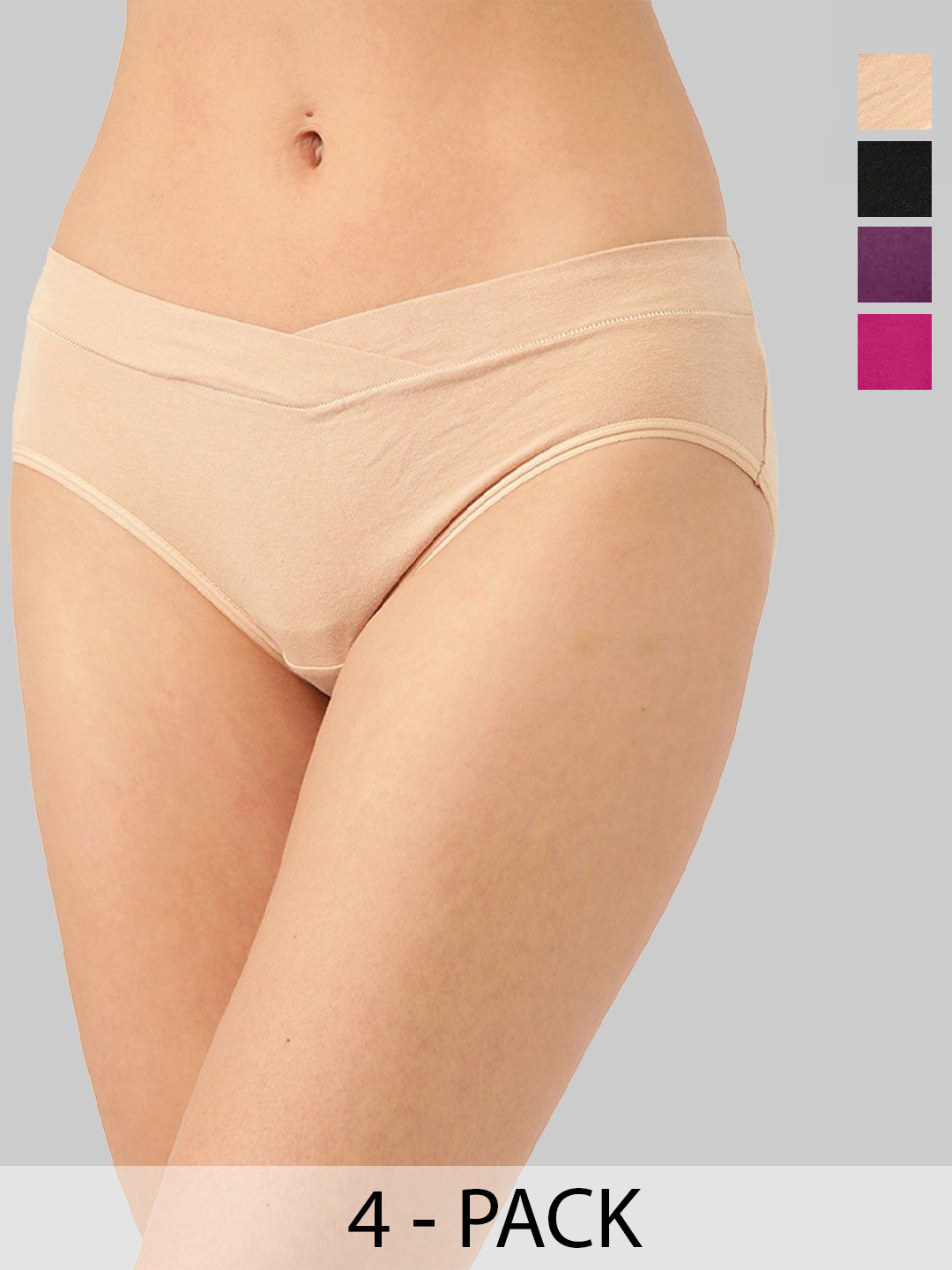 Inner Sense Plus Size Pack of 4 Anti Microbial V Band Maternity Briefs