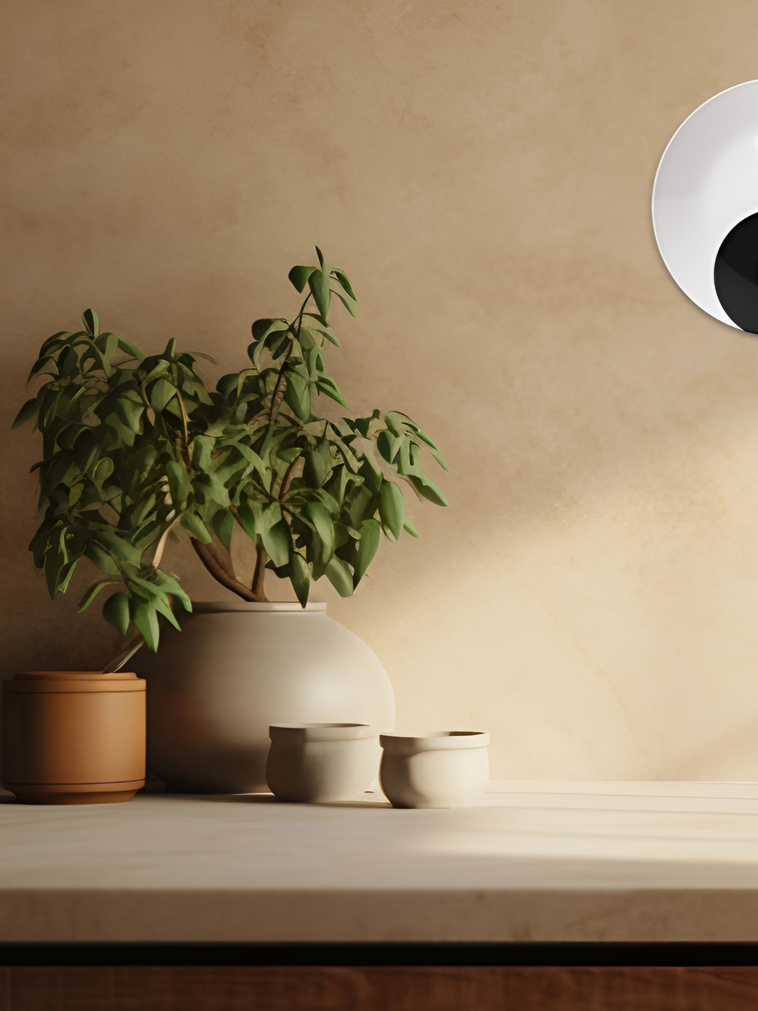 THE QUIRKY HOME Yin and Yang Crafted Ceramics Glossy Hanging Hall Wall Plates-8In