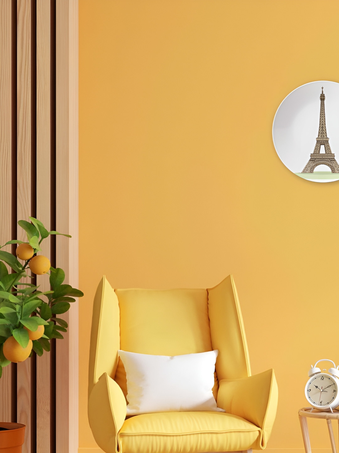 THE QUIRKY HOME Eiffel Tower Crafted Ceramics Glossy Hanging Hall Wall Plates-10In