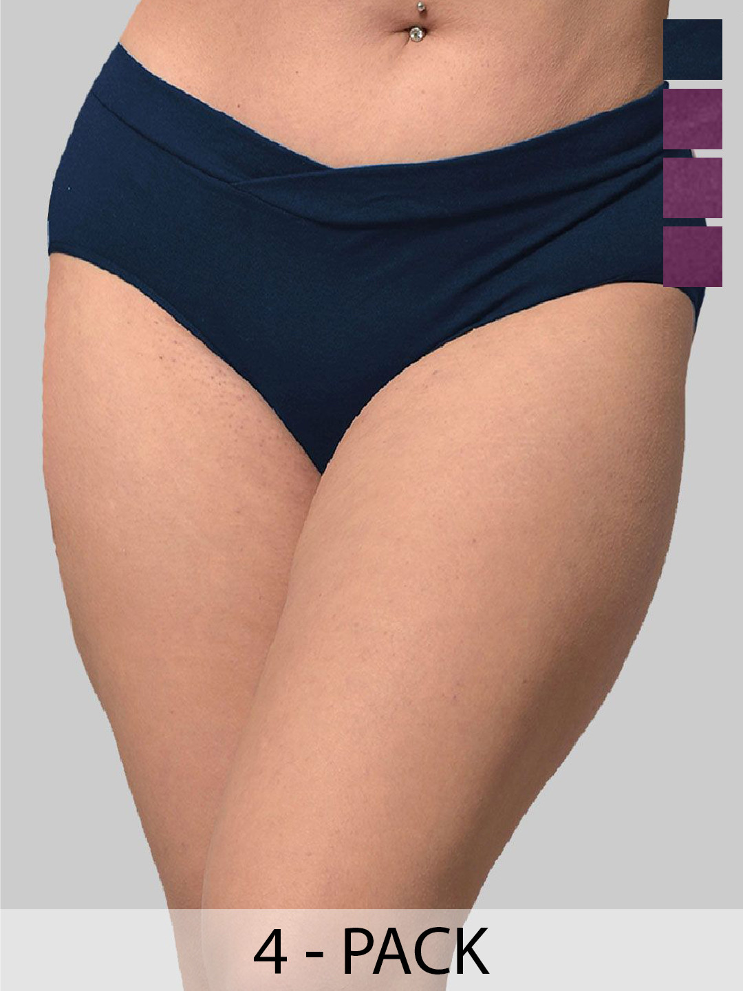 Inner Sense Plus Size Pack Of 4 Organic Cotton V Band Panties