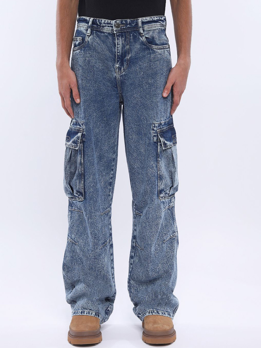 Espanshe Men Arlo Dark Blue Baggy Cargo Jean