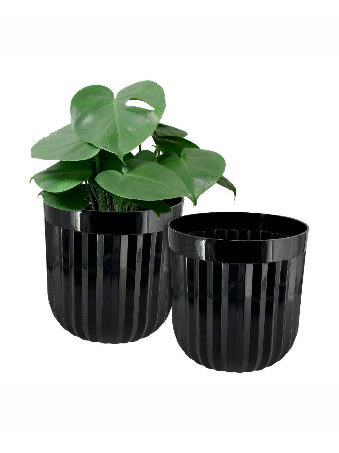GARDEN'S NEED Seoul Black 2 Pieces Textured Planters
