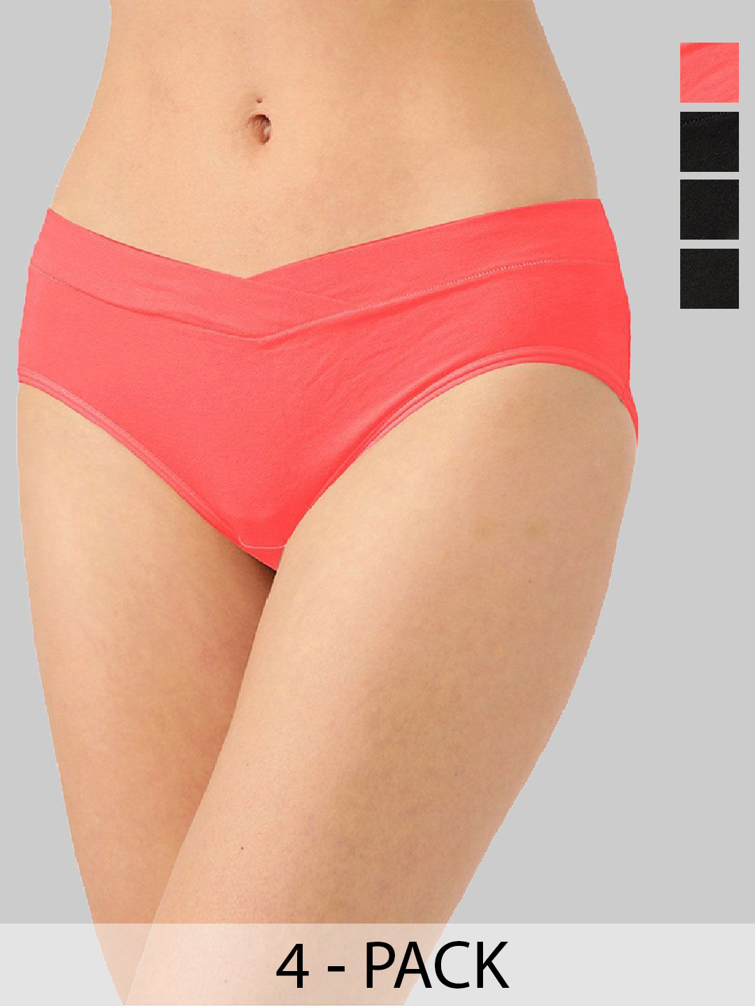 Inner Sense Plus Size Pack Of 4 Organic Cotton V Band Panties