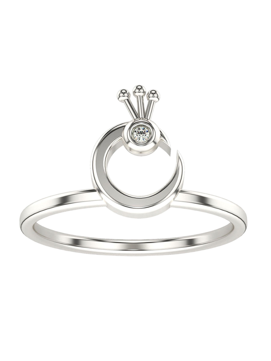 VALANOVA 925 Sterling Silver White Gold18 Kt Diamond Studded Ring 1.33 gms