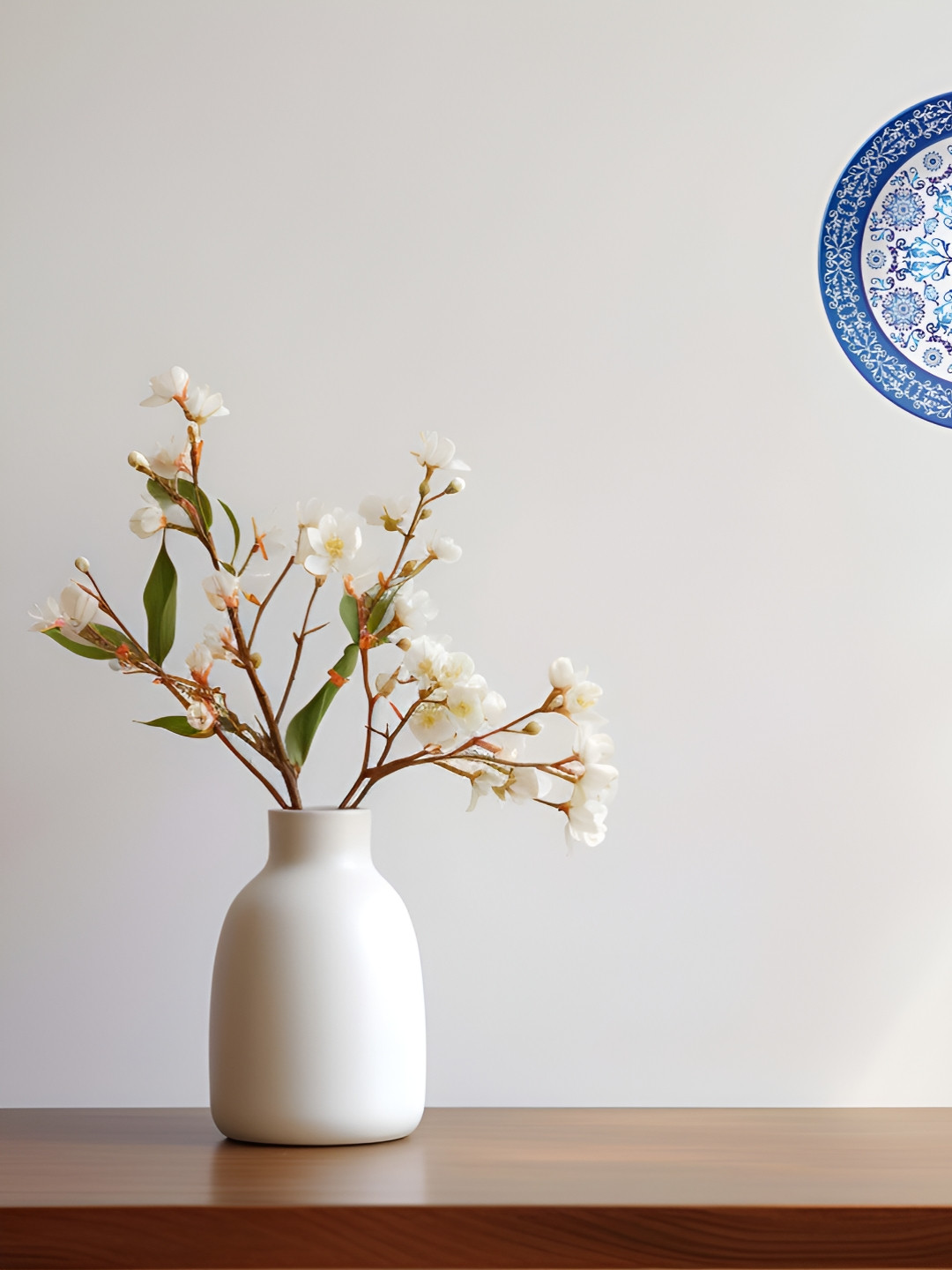 THE QUIRKY HOME Premium Decorative Ceramic Floral Glossy Hanging Hall Wall Plates-9.8In