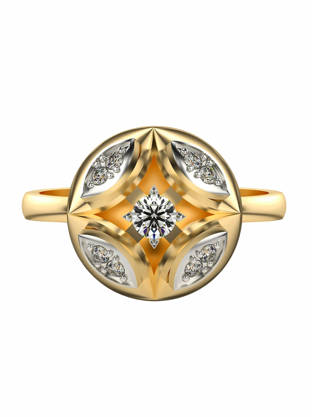 VALANOVA Yellow Gold Plated Sterling Silver 0.18 Cts Lab Grown Diamond Ring