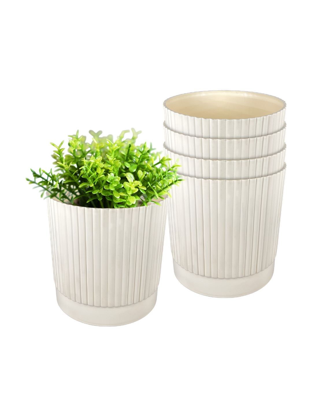 GARDEN'S NEED Cream 5 pieces Textured Planters