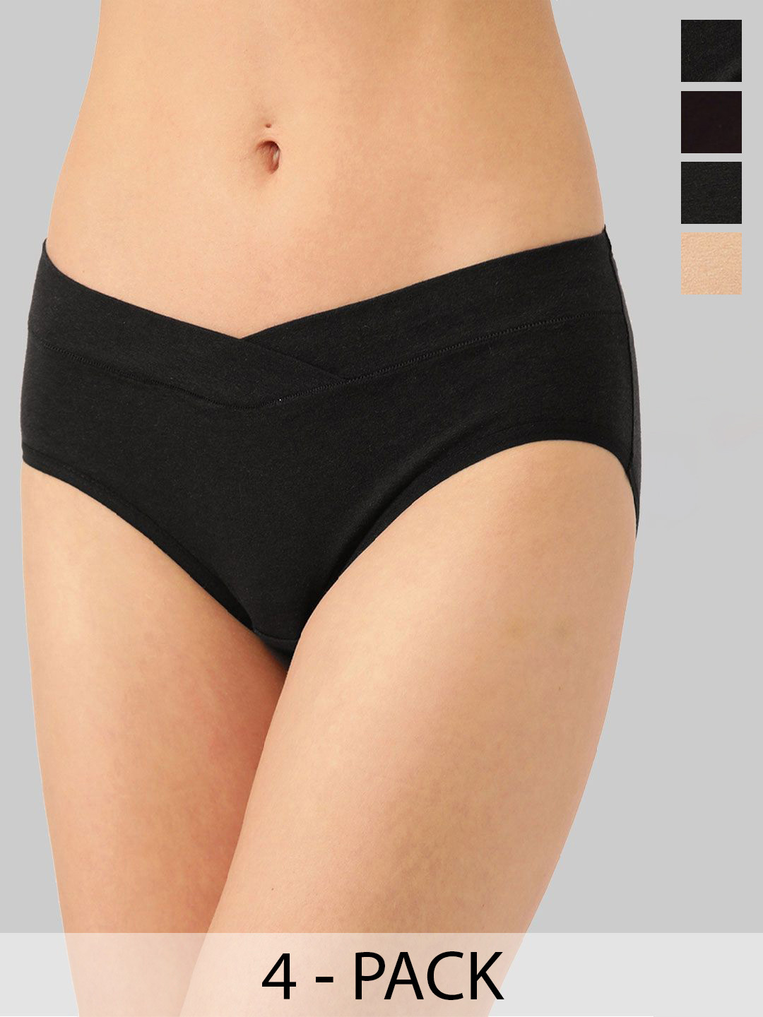 Inner Sense Plus Size Pack of 4 Anti Microbial V Band Maternity Briefs