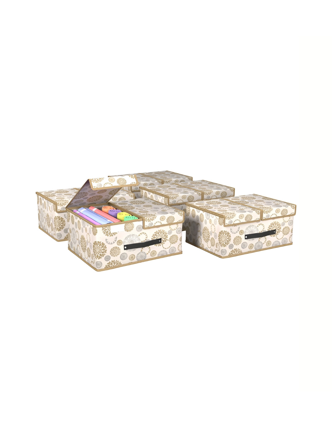 Aura White & Beige 5 Pieces Drawer Organisers