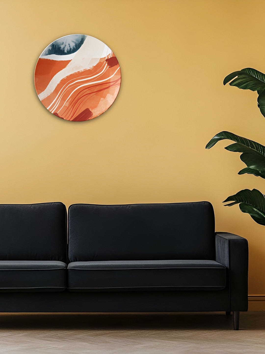 THE QUIRKY HOME Swirling Colors Crafted Ceramics Glossy Hanging Hall Wall Plates-8In