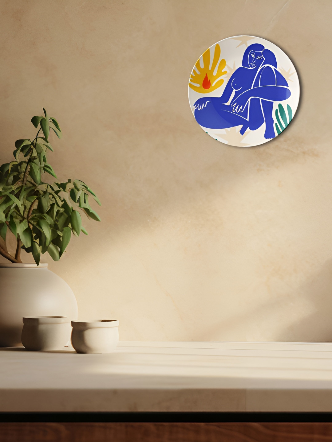 THE QUIRKY HOME Abstract Human Form with Nature Crafted Ceramics Matte Wall Plates-8In