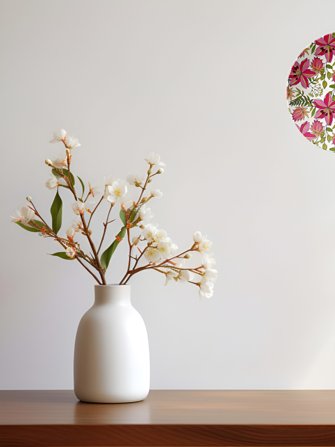 THE QUIRKY HOME Pink Lily Garden Ceramic Floral Glossy Hanging Hall Wall Plates-10In