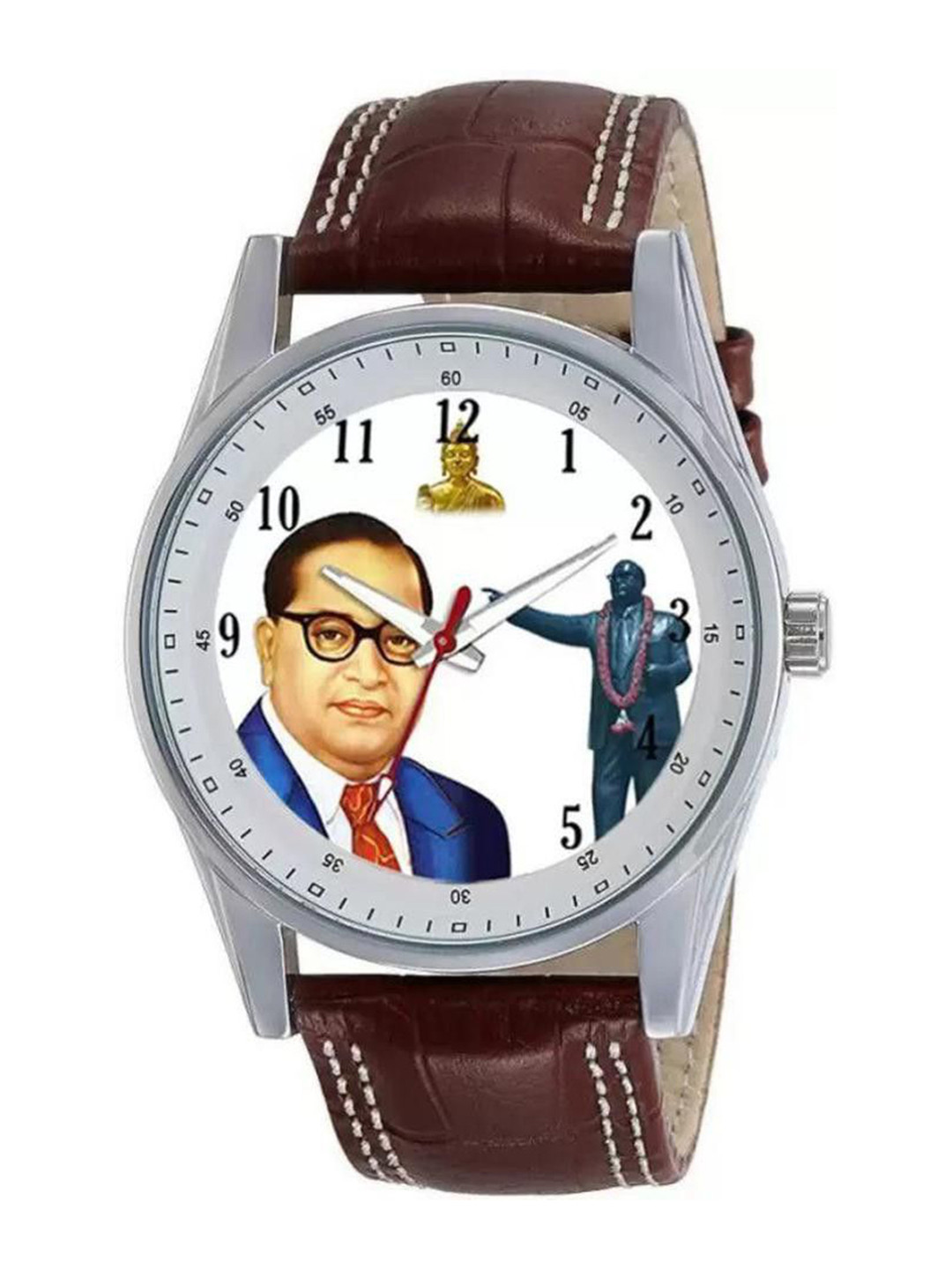 SPENCHER Men Brass Dial & Leather Textured Straps Analogue Watch Jai Bhim 9322 Brown Strap