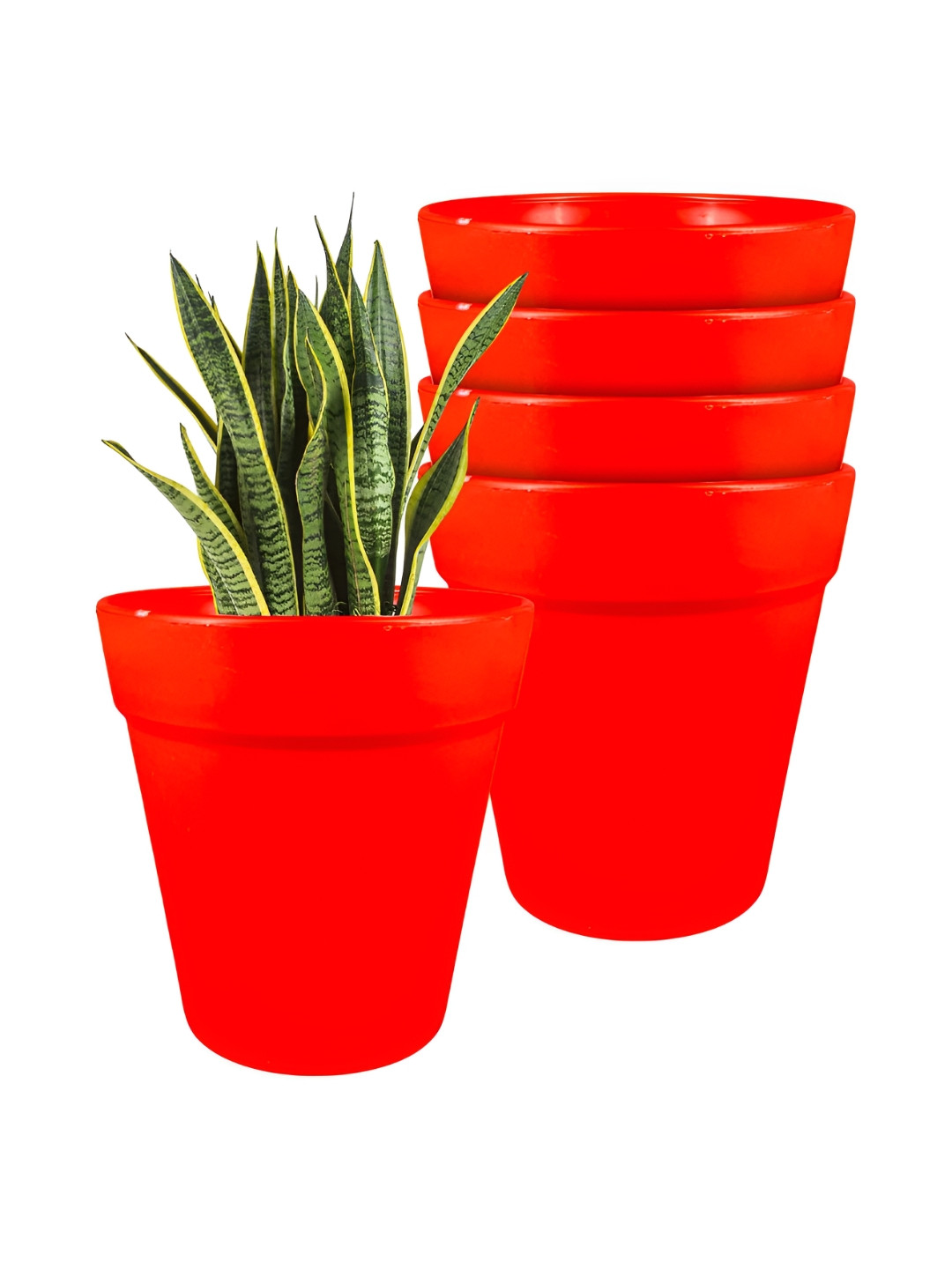 GARDEN'S NEED 5-Pcs Red Textured Planters