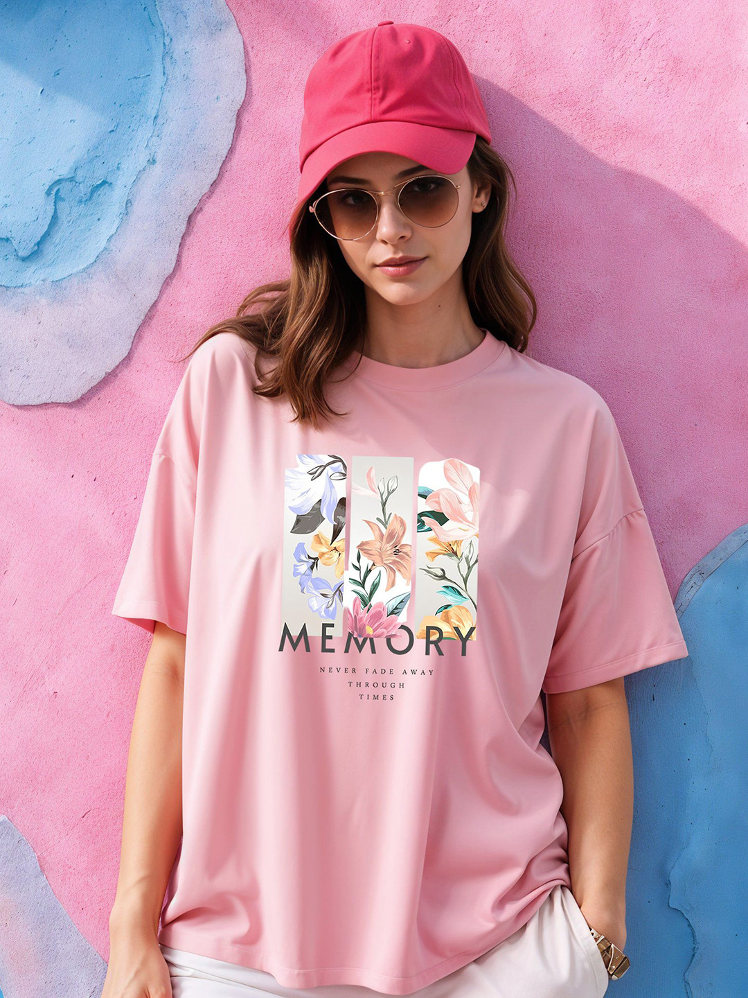 SMARTEES Women Graphic Printed Round Neck Cotton Oversized T-shirt
