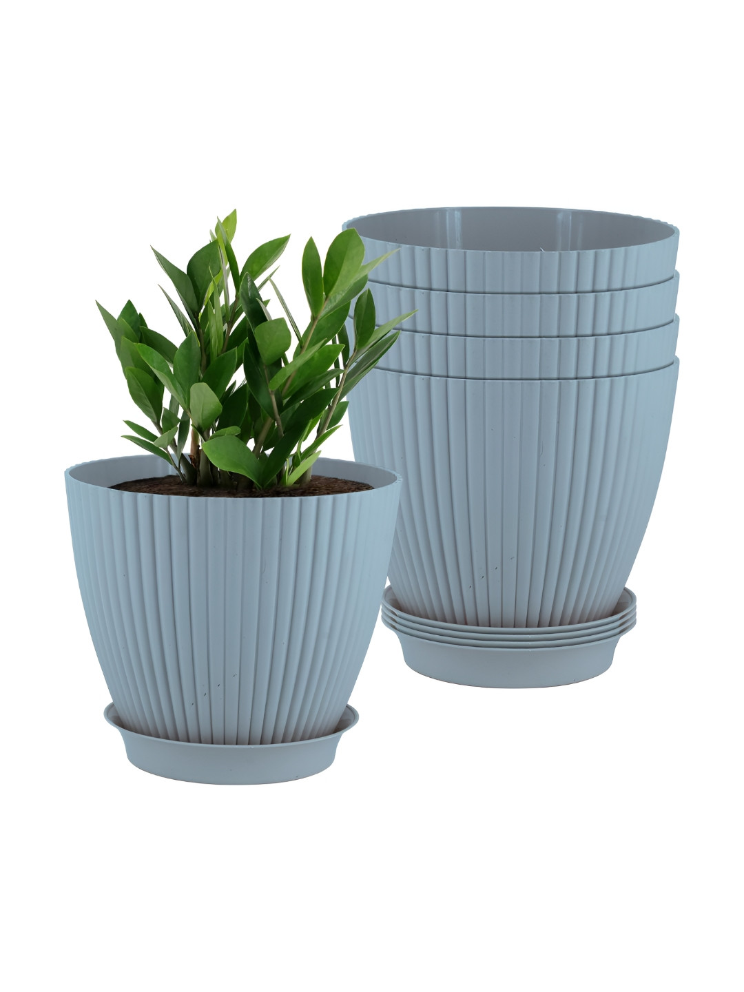 GARDEN'S NEED 5-Pcs Teal Blue Textured Eco-Friendly Grand Planters