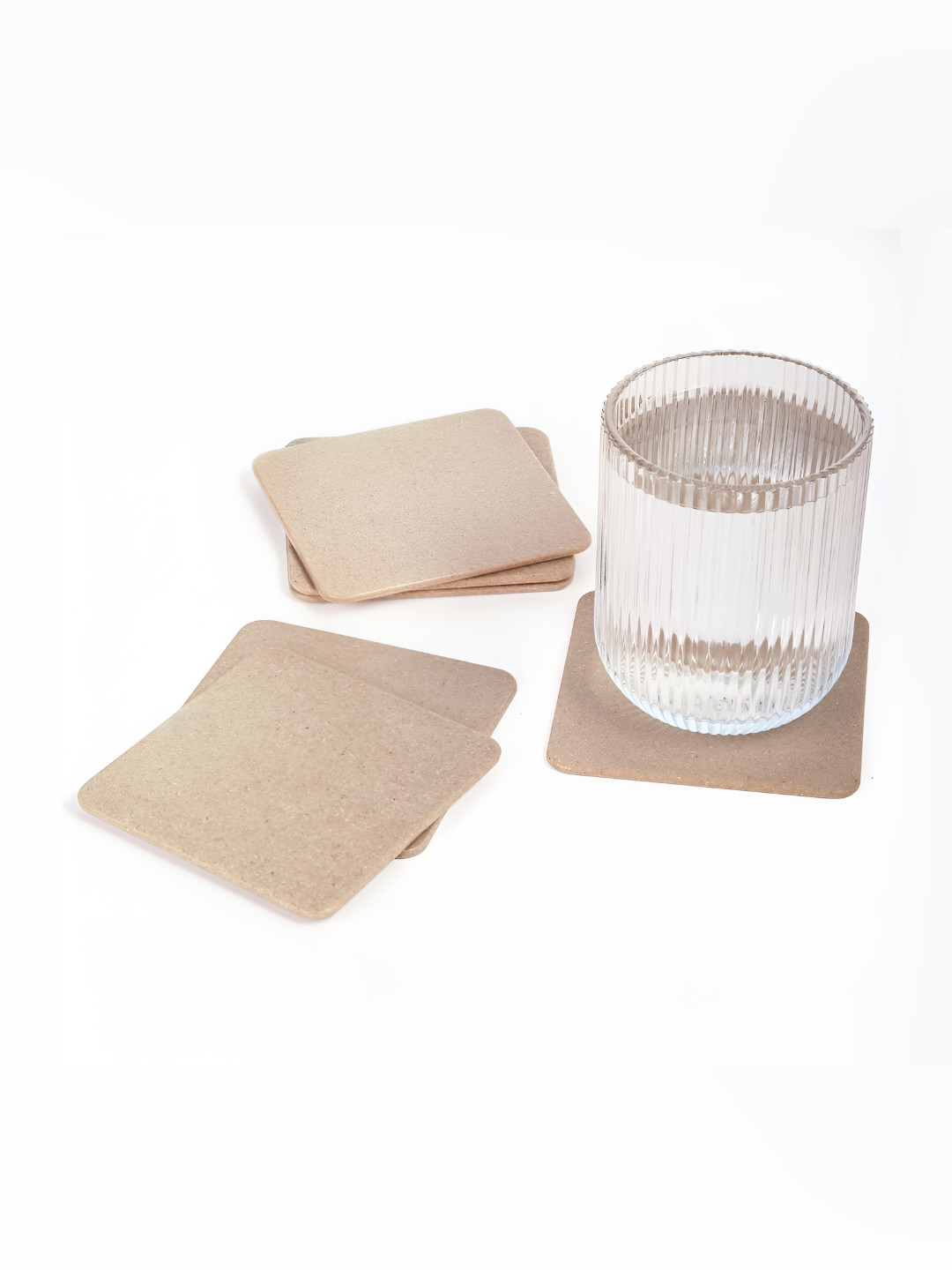 IRIDA NATURALS 6-Pcs Beige Square Coasters