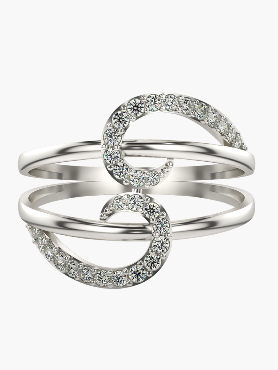 VALANOVA Women Sterling Silver Plated with White Gold & Certified Lab Grown Diamond Ring