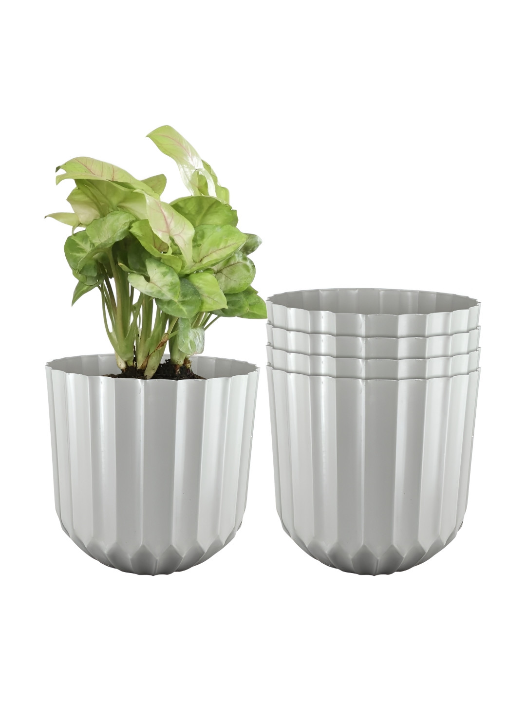 GARDEN'S NEED Sofia Set Of 5 Grey Textured Planters