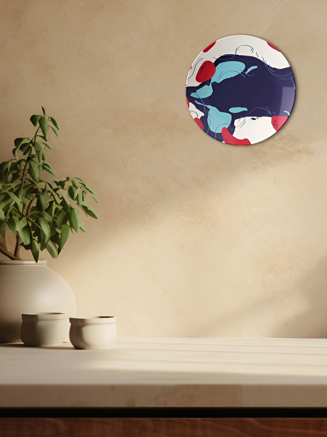 THE QUIRKY HOME Pools Premium Crafted Ceramics Glossy Hanging Hall Wall Plates-8In