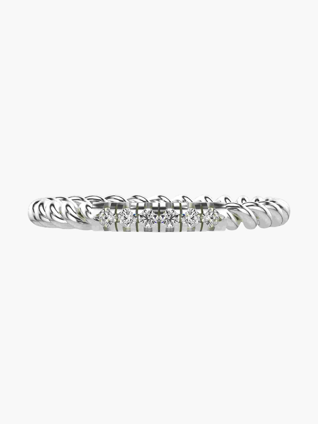 VALANOVA 925 Sterling Silver White Gold 18 Kt Diamond Studded Ring 1.41 gms