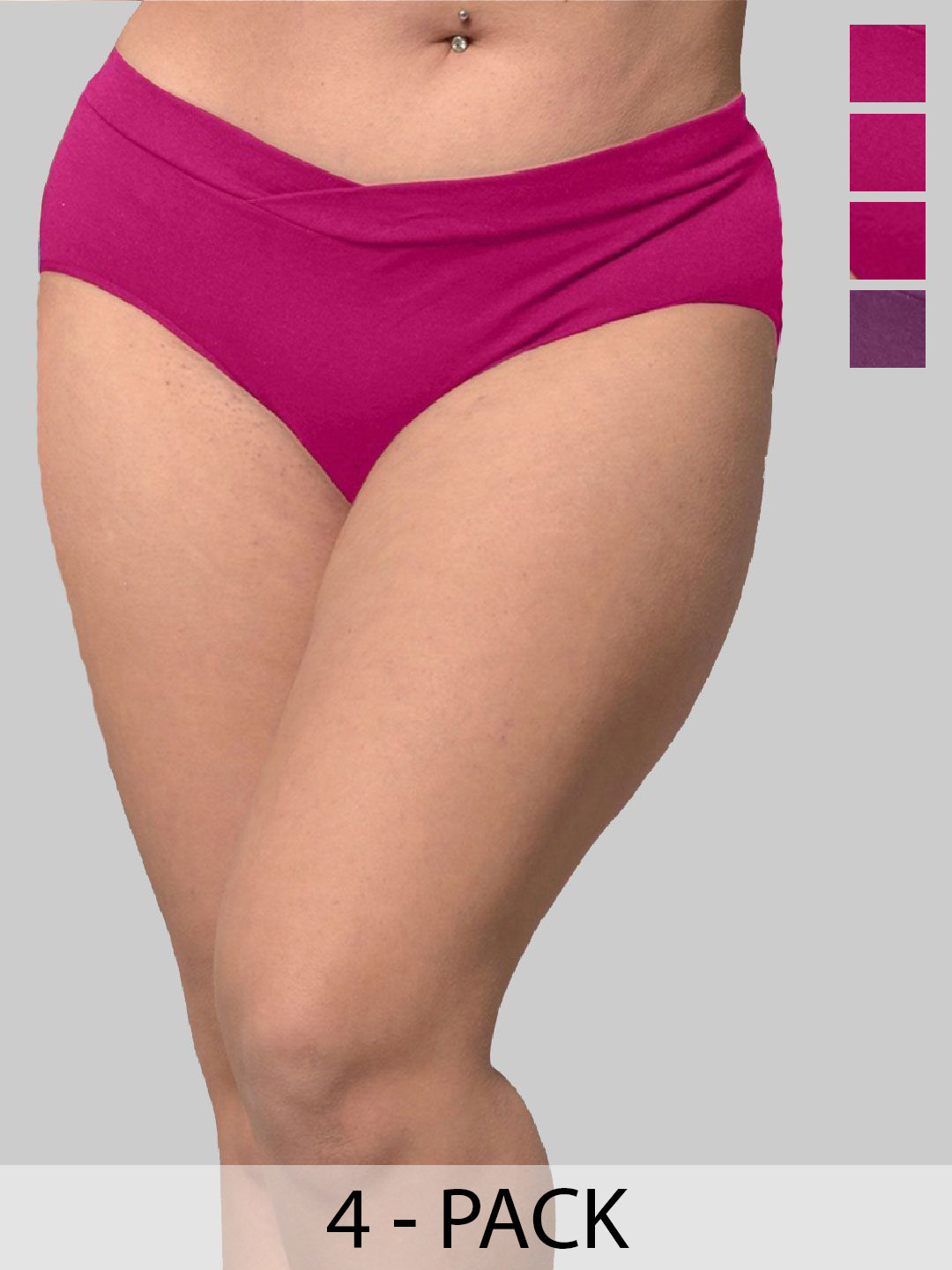 Inner Sense 4-Pcs Organic Cotton Plus Size Maternity Briefs IMP102-3Sangria_1Deep Purple