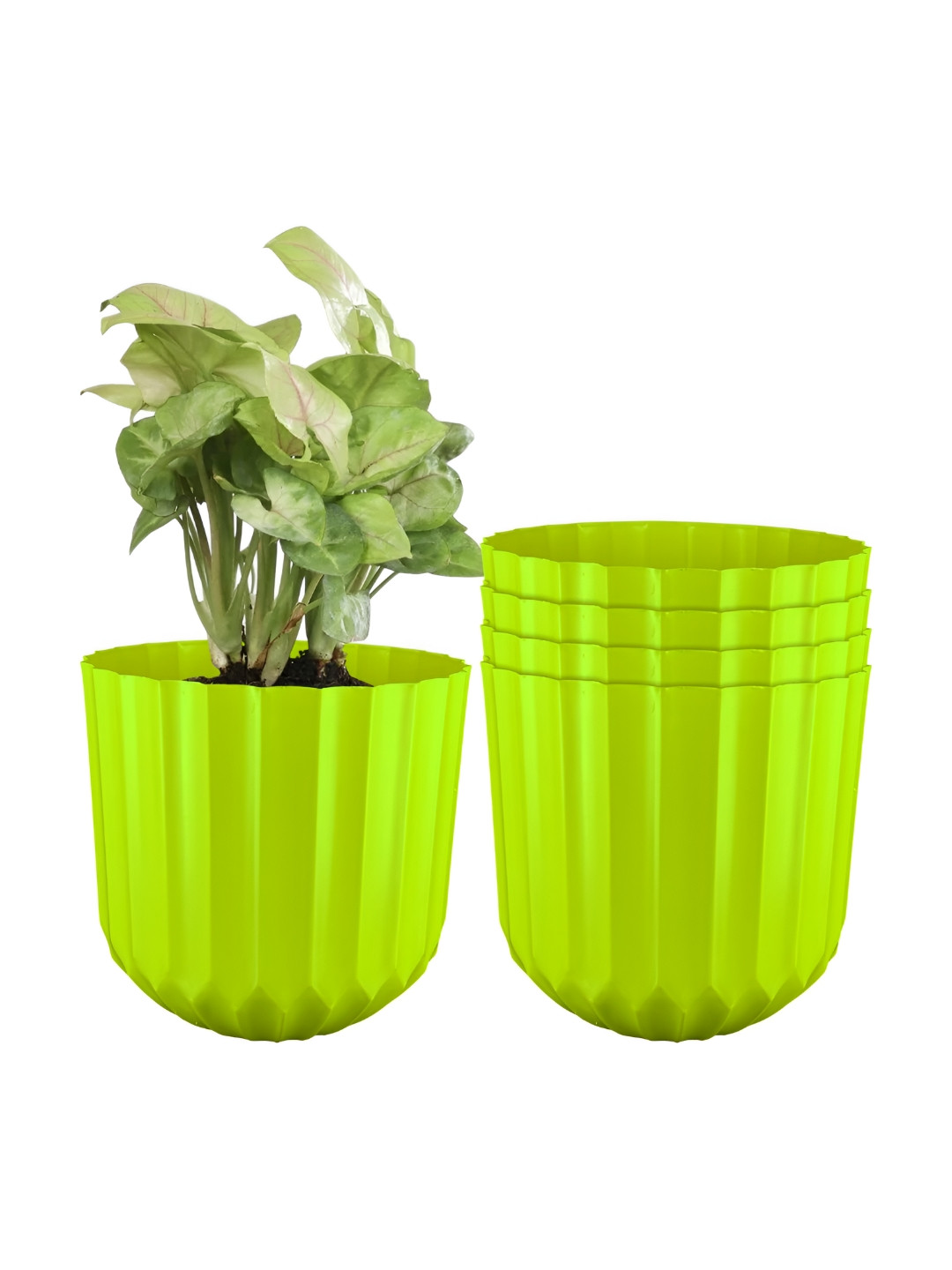 GARDEN'S NEED Sofia Green 5 Pieces Textured Planters