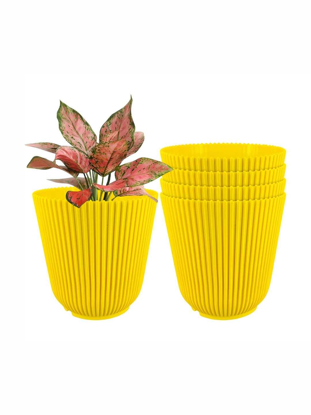 GARDEN'S NEED 5-Pcs Yellow Textured Eco-Friendly Wing Planters