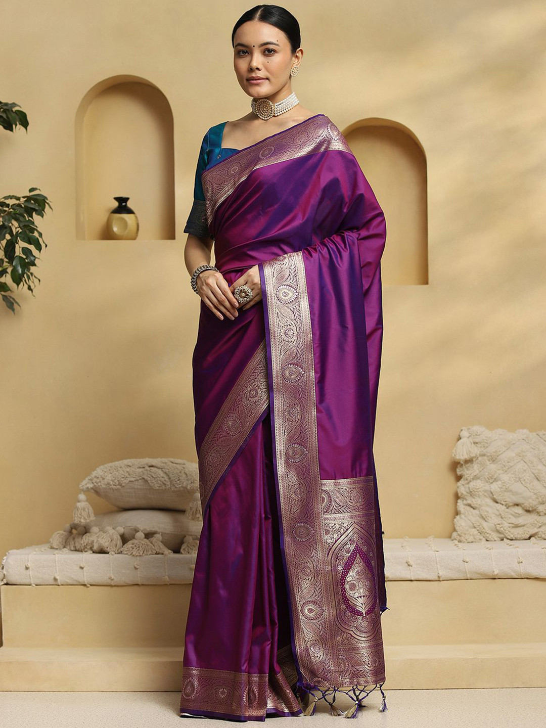 Mitera Woven Design Zari Pure Silk Traditional Kanjeevaram Saree