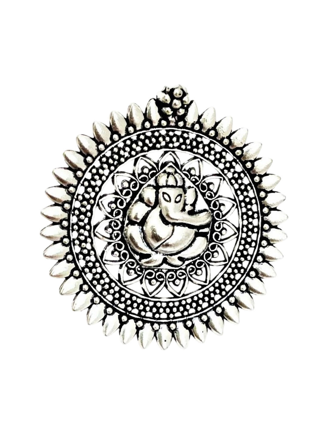 Yash Jewels Emporiums Silver-Plated Lord Ganesha Adjustable Finger Ring