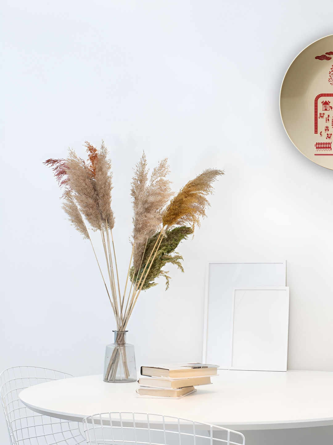 THE QUIRKY HOME Red Tree Ceramic Ethnic Motifs Glossy Hanging Hall Wall Plates-9.8In