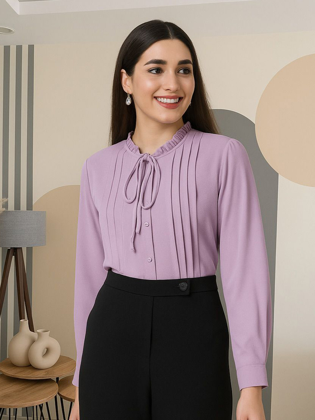 Style Quotient Collarless Regular Fit Formal Shirt