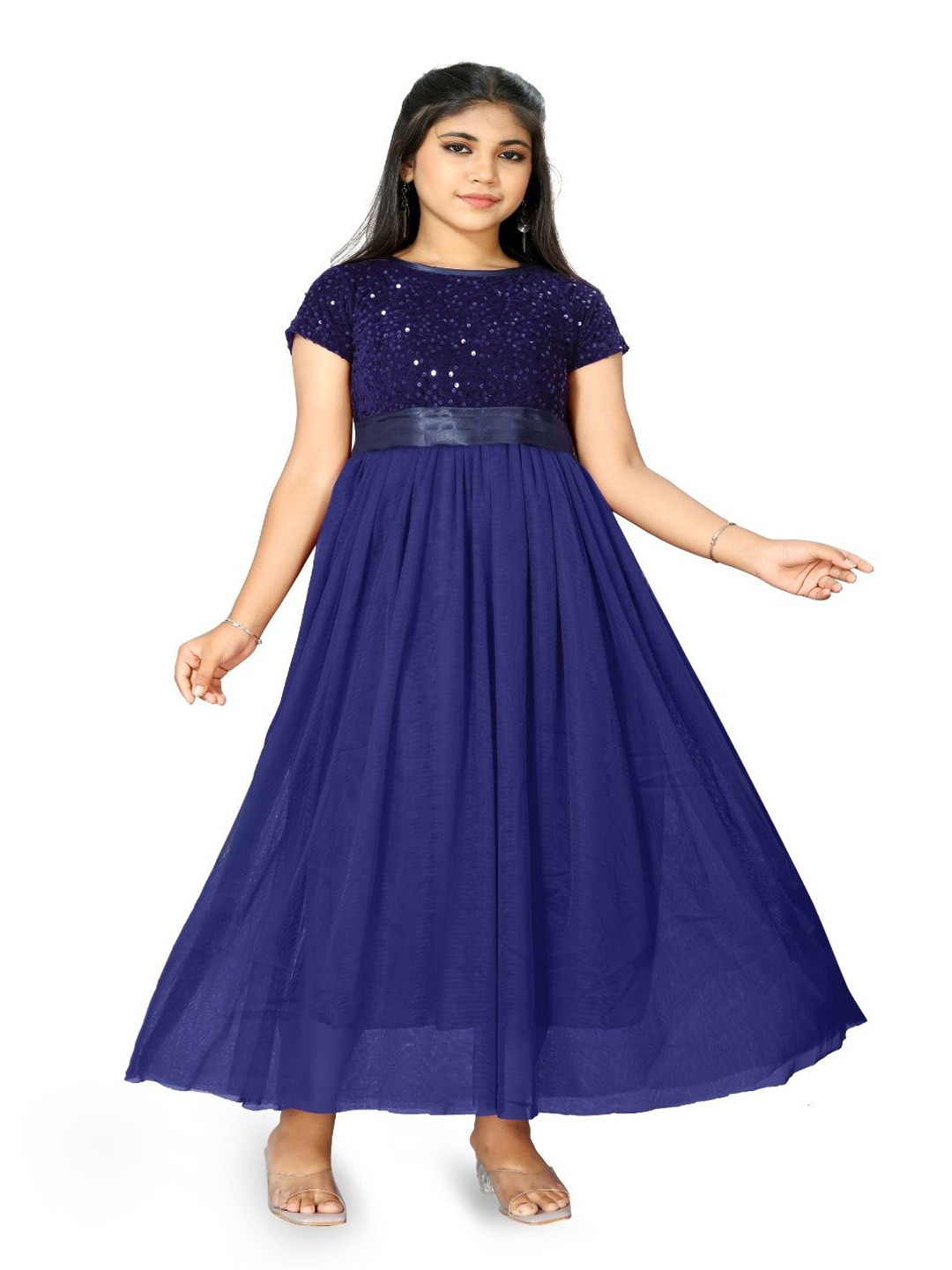 Vani Enterprise KiaaN Girls Embellished Fit and Flare Maxi Dress