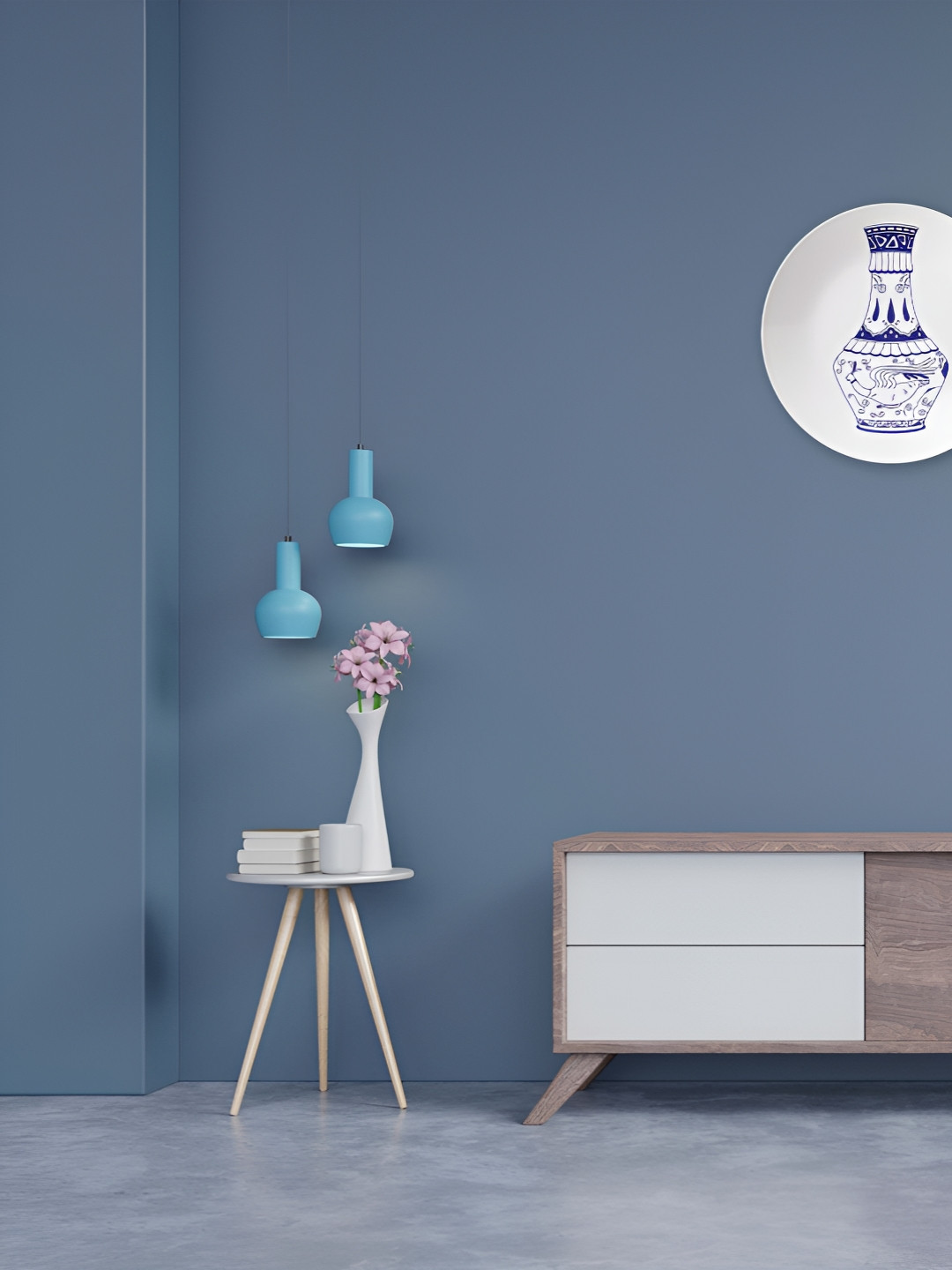 THE QUIRKY HOME Delft Vase Crafted Ceramics Glossy Hanging Hall Wall Plates-10In