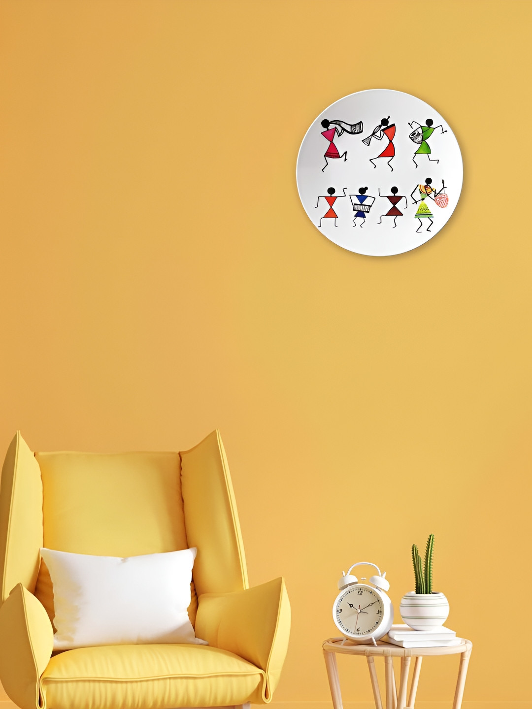 THE QUIRKY HOME Joyful Movements: Warli Tribal Art Decorative Ceramic Wall Plates-10In