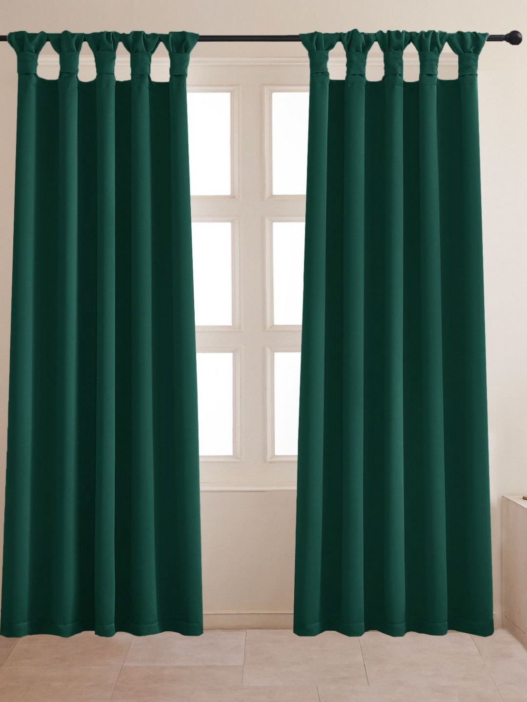 HOMEMONDE Green 2 Pieces Blackout Door Tab Top Curtains