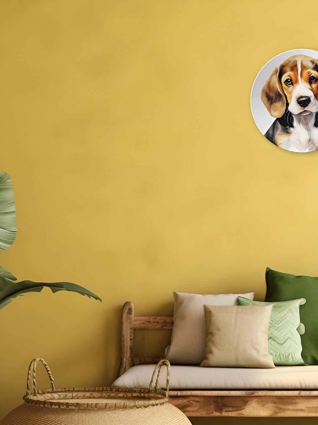 THE QUIRKY HOME Charming Beagle Crafted Ceramics Glossy Hanging Hall Wall Plates-10In