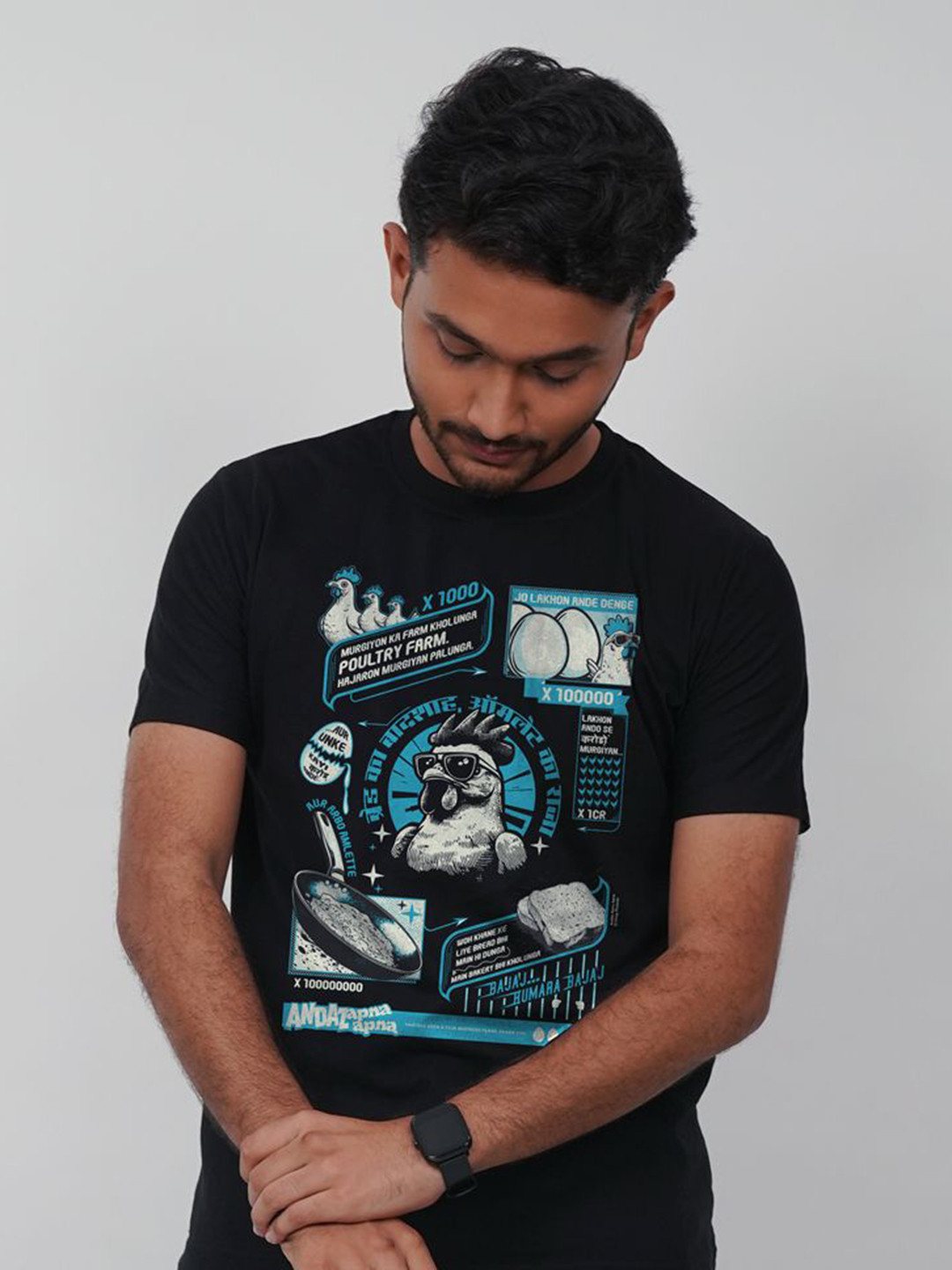 Ascend 47 Andaz Apna Apna: Bread Ka Baadshah Regular Black T-Shirt