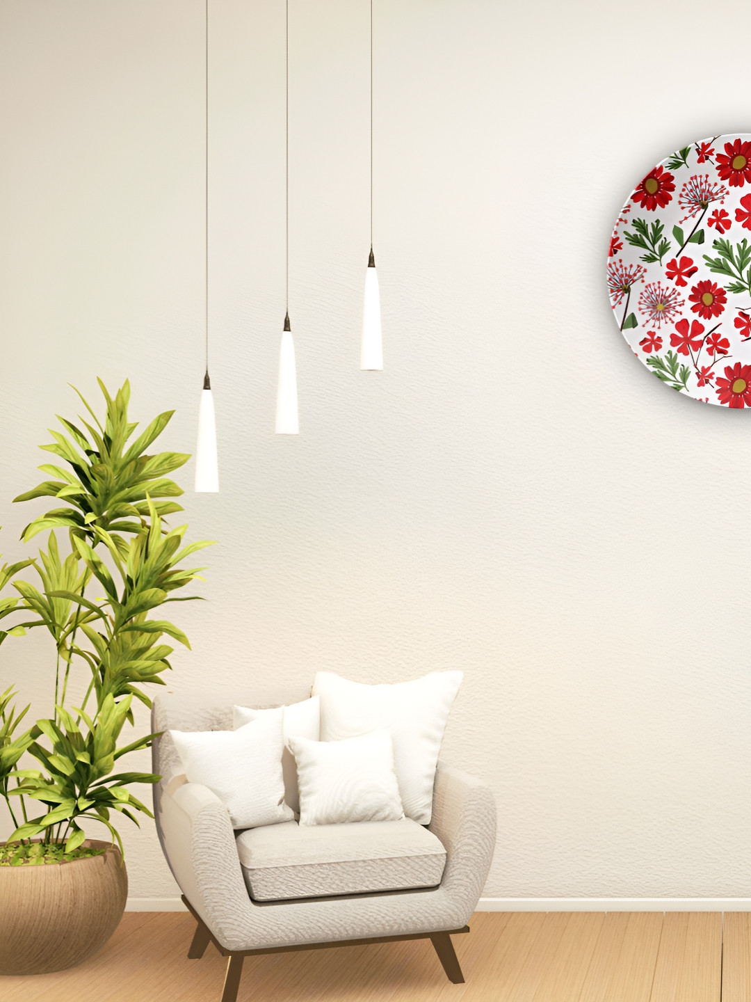 THE QUIRKY HOME Blossom and Seed Head Ceramic Floral Glossy Hanging Hall Wall Plates-9.8In