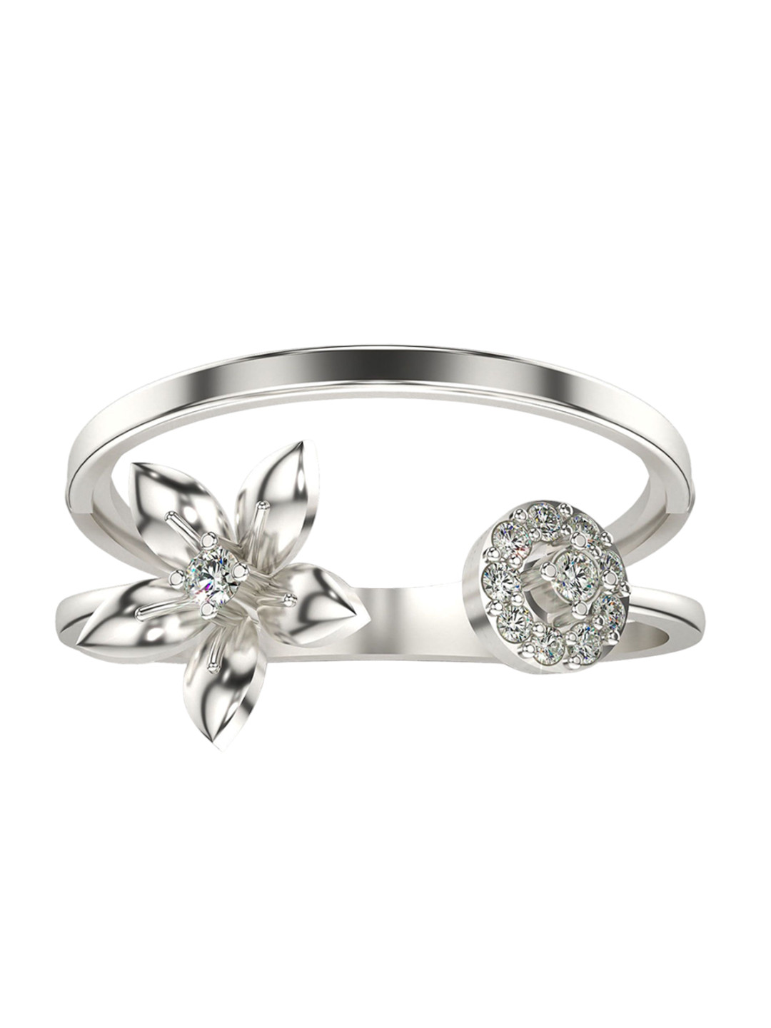 VALANOVA 18K White Gold Plated Sterling Silver 0.10 Ct Certified Lab Grown Diamond Ring