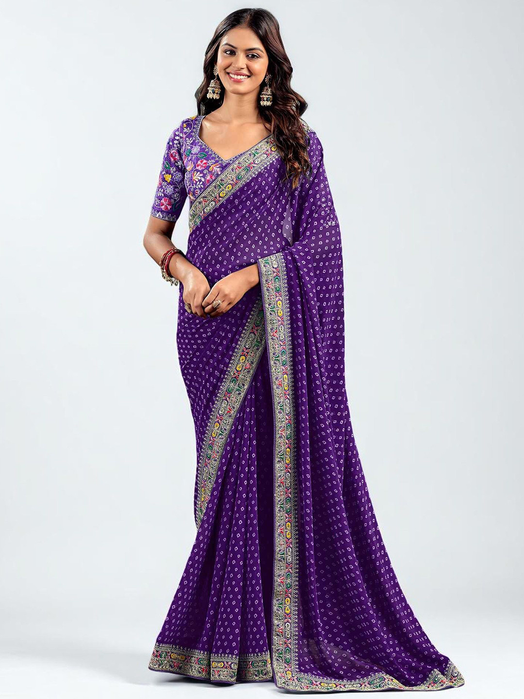 Vipra Designer Pure Georgette Saree with Lace Border