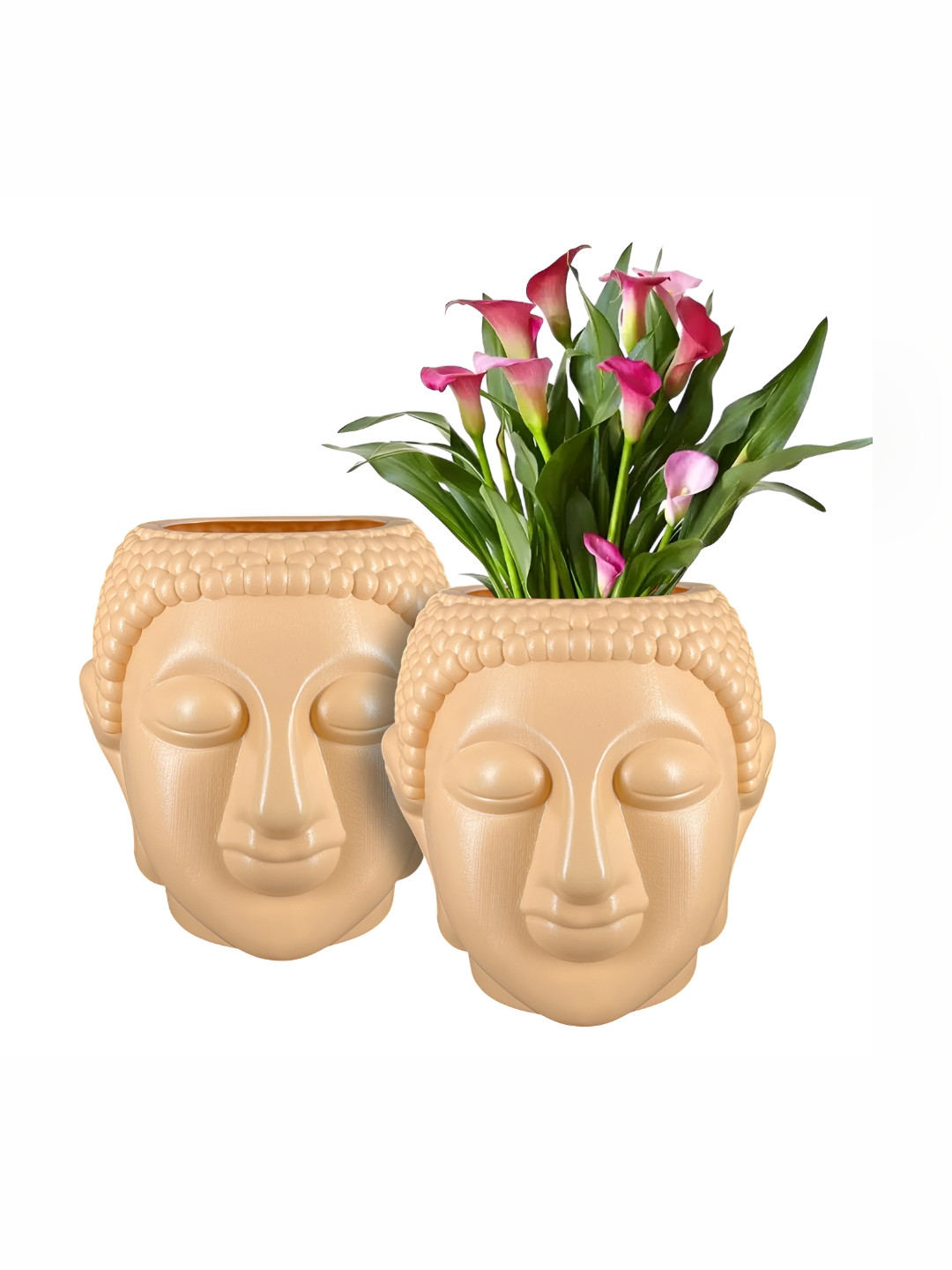 GARDEN'S NEED Peach 2 Pieces Buddha Face Vases