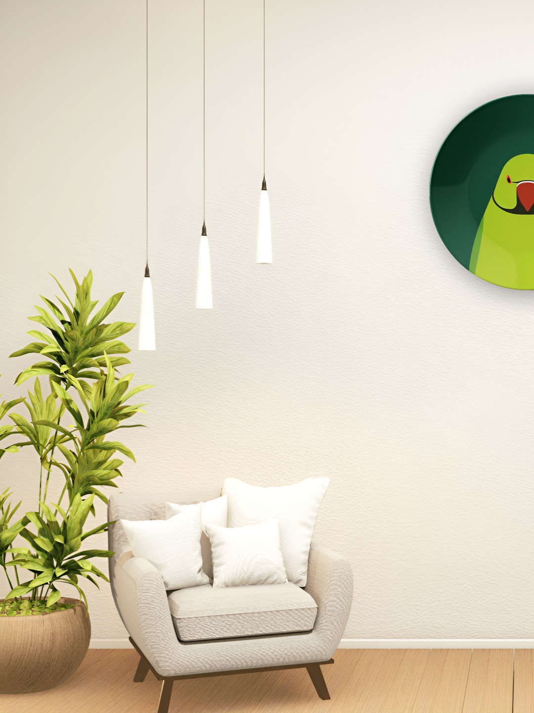 THE QUIRKY HOME Parrot Premium Crafted Ceramics Glossy Hanging Hall Wall Plates-9.8In