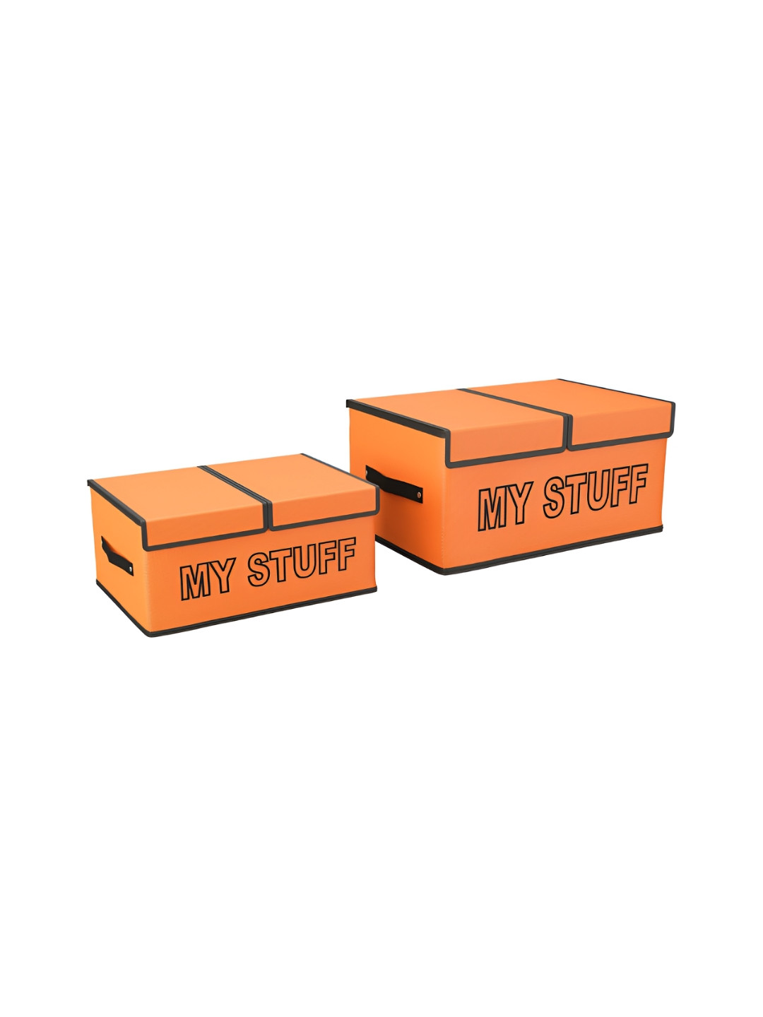 Aura Orange 2 Pieces My Stuff-Printed Double Lid 2 Compartments Drawer Organisers