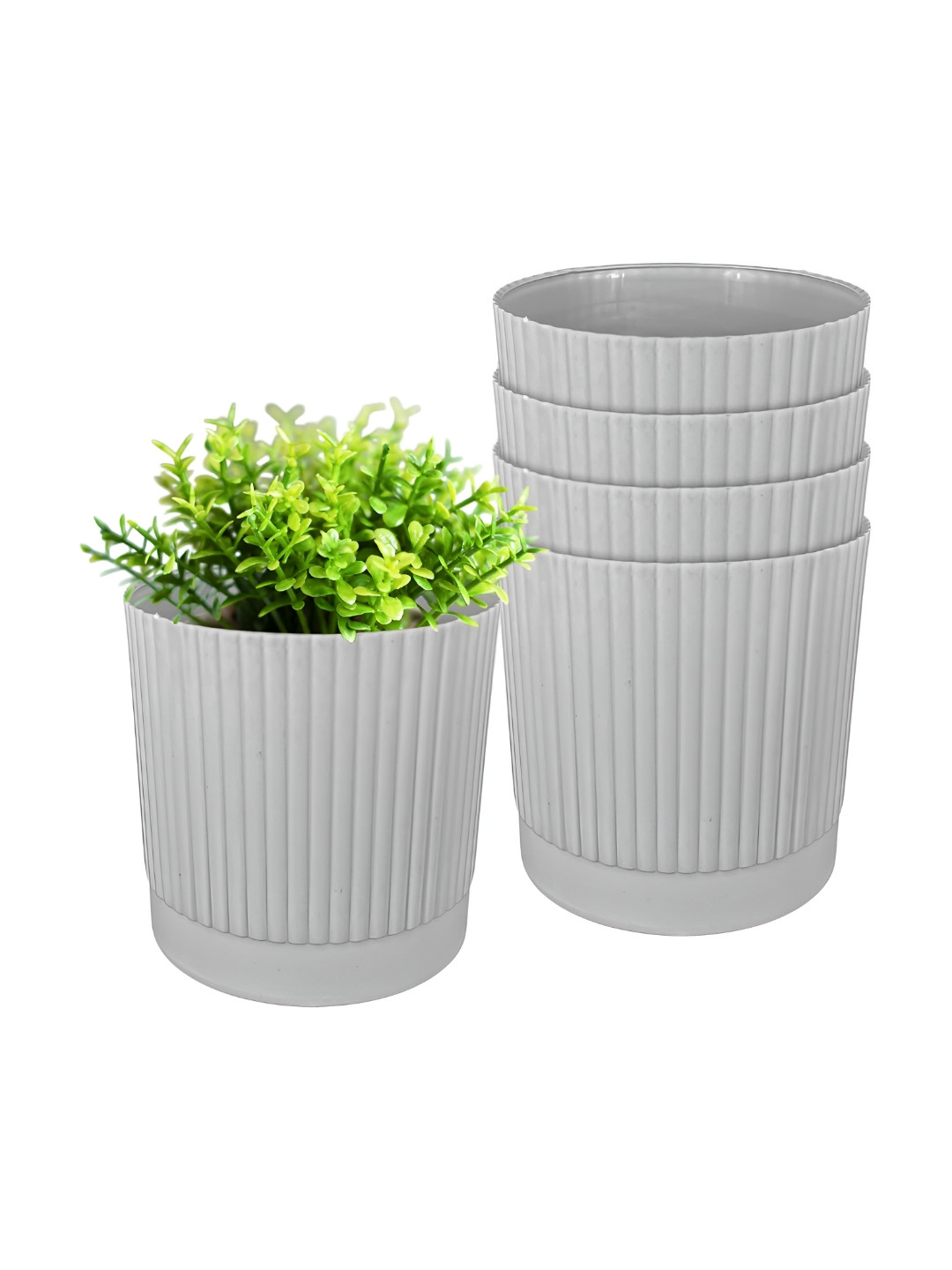 GARDEN'S NEED 5-Pcs Grey Textured Planters