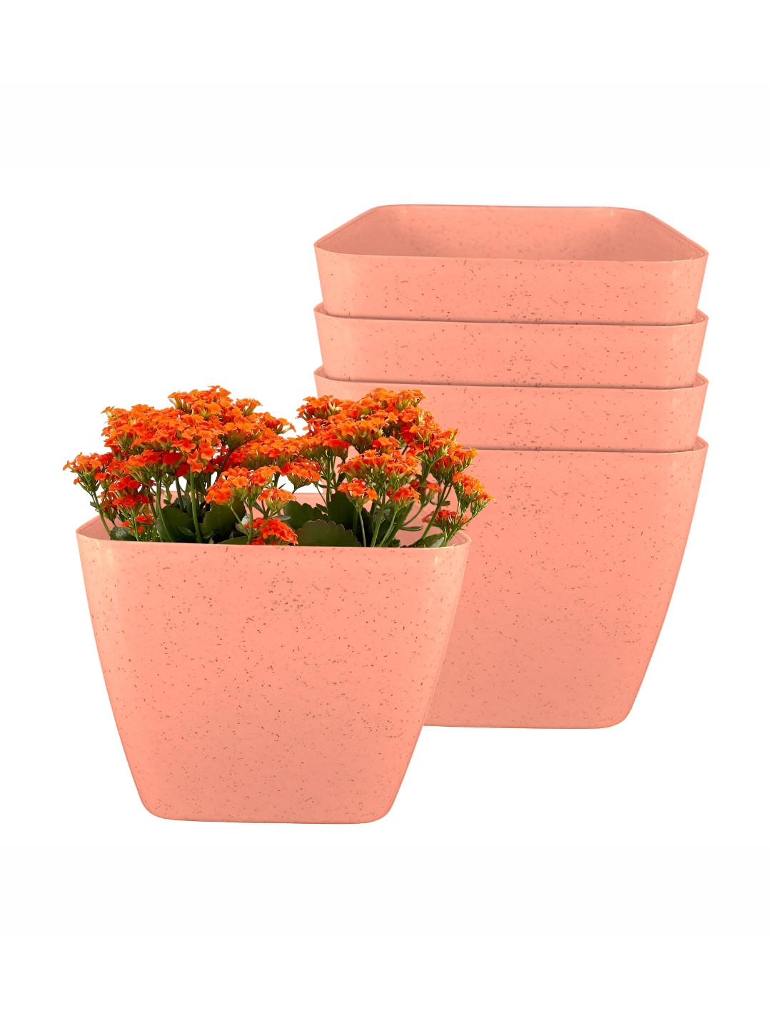 GARDEN'S NEED Four Square 5Pcs Peach-Colored Planters