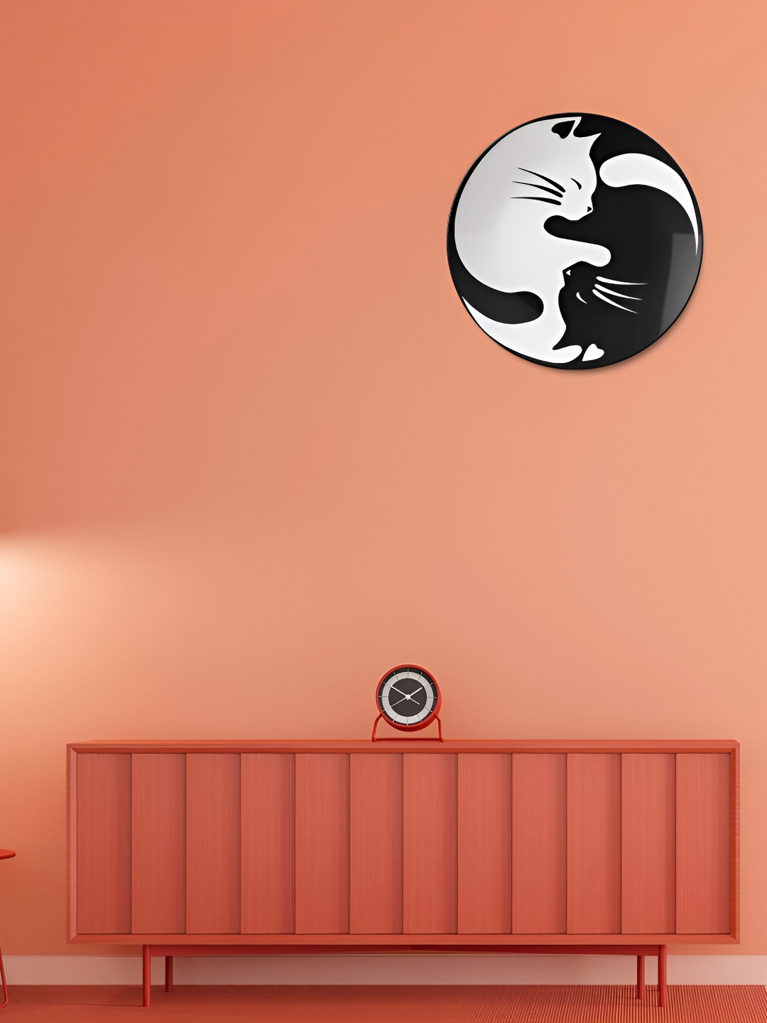 THE QUIRKY HOME Yin Yang Cats on a Premium Crafted Ceramics Glossy Hall Wall Plates-10In