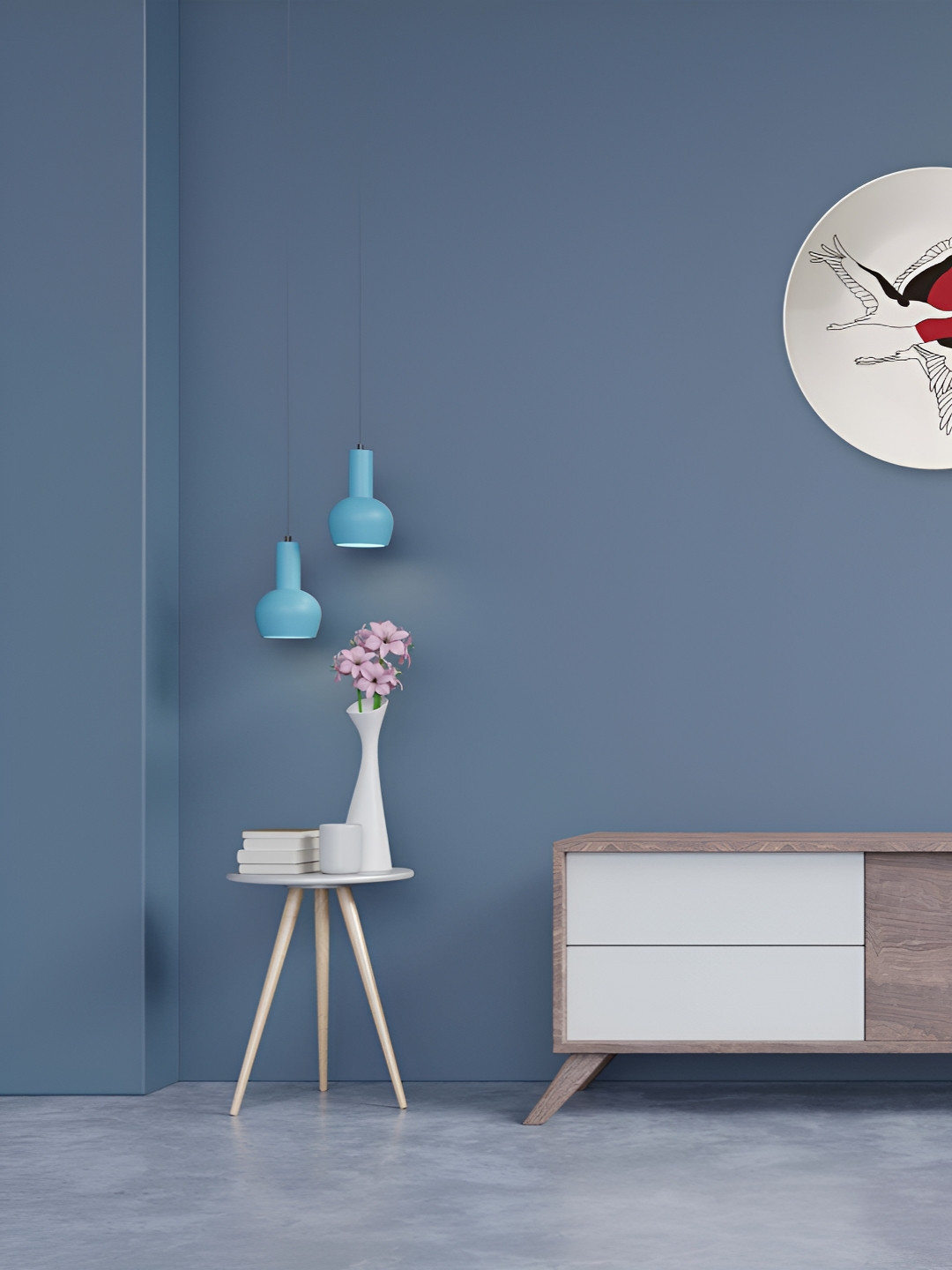 THE QUIRKY HOME Cherry Blossoms & Rising Sun Crafted Ceramics Glossy Hall Wall Plates-8In