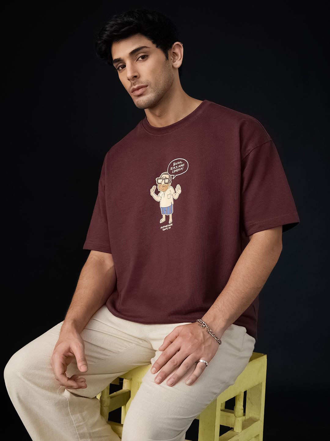 The Souled Store Oversized Phir Hera Pheri Baburao Graphic Printed Pure Cotton T-Shirt